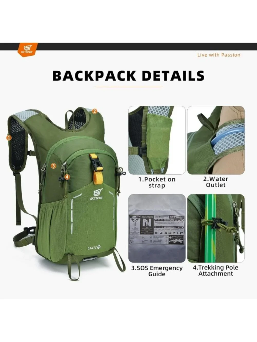 Lightweight 25L Hiking Backpack | Water-Resistant Travel Daypack for Outdoor